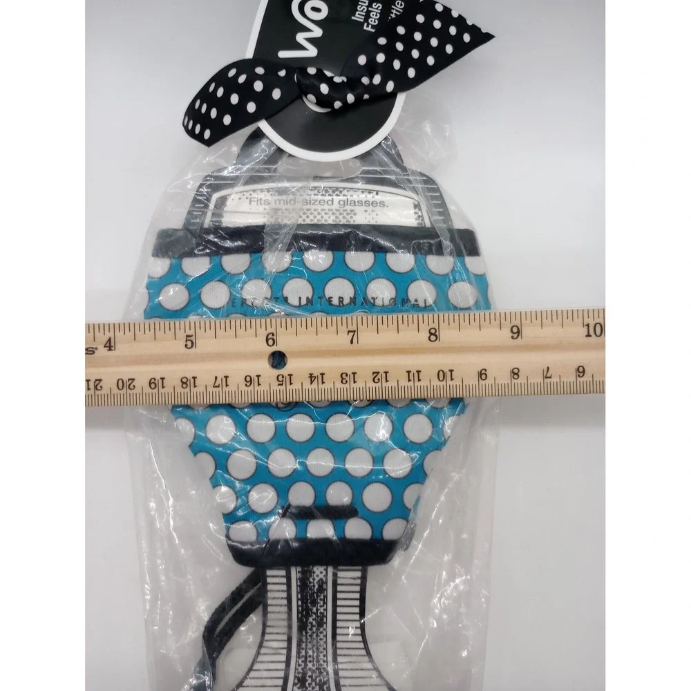 Disney Epcot Food & Wine Festival Woozie Wine Glass Insulator Polka Dot Blue